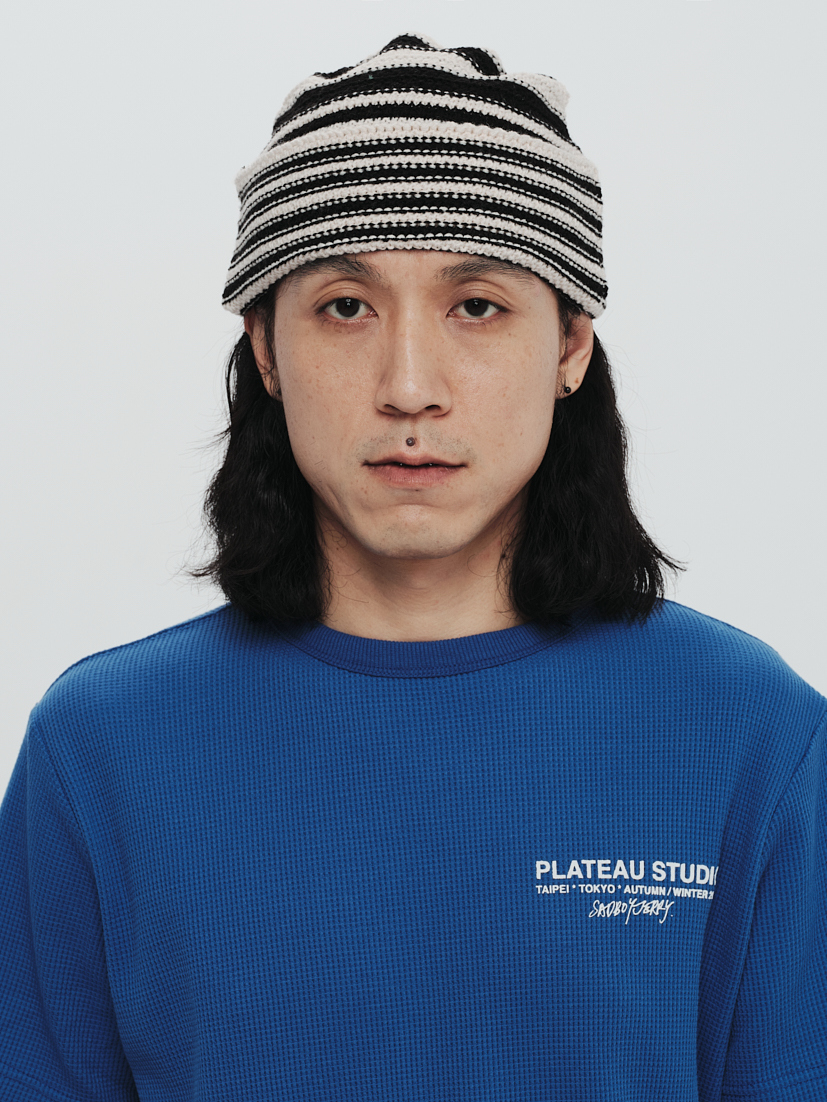 PLATEAU STUDIO / Stripe beanie - black