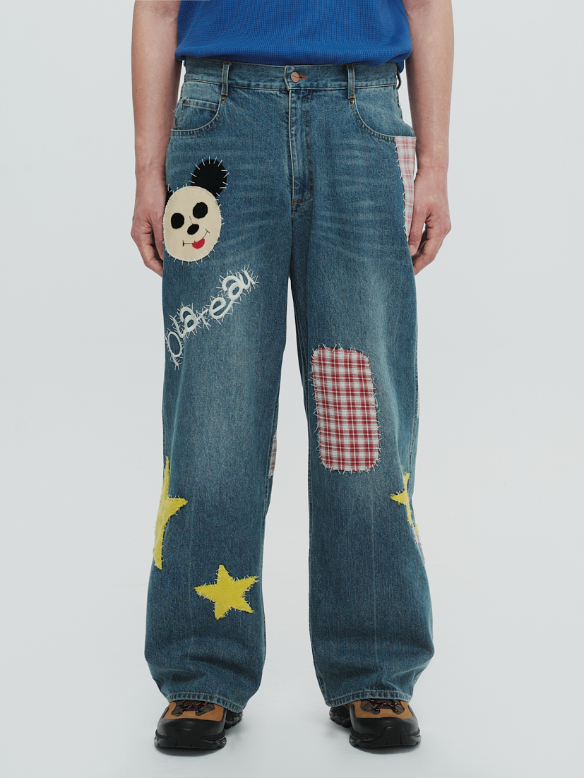 PLATEAU STUDIO / Patch denim pants - Washed denim