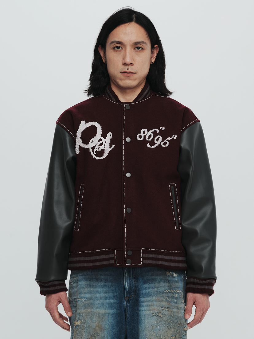 PLATEAU STUDIO / PLATEAU x SYU. Man varsity jacket - Burgundy