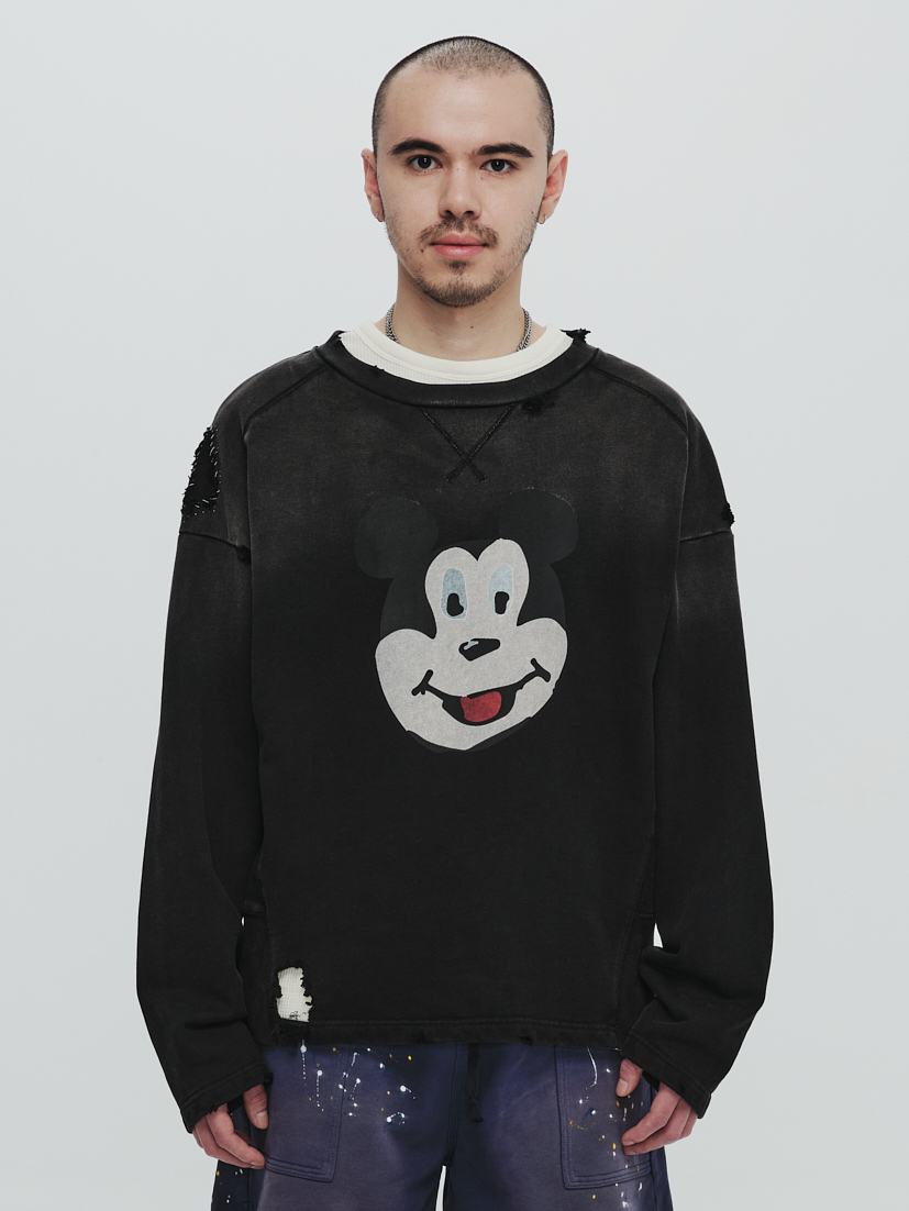 PLATEAU STUDIO /Mickey vintage crewneck P.V.C - Washed black