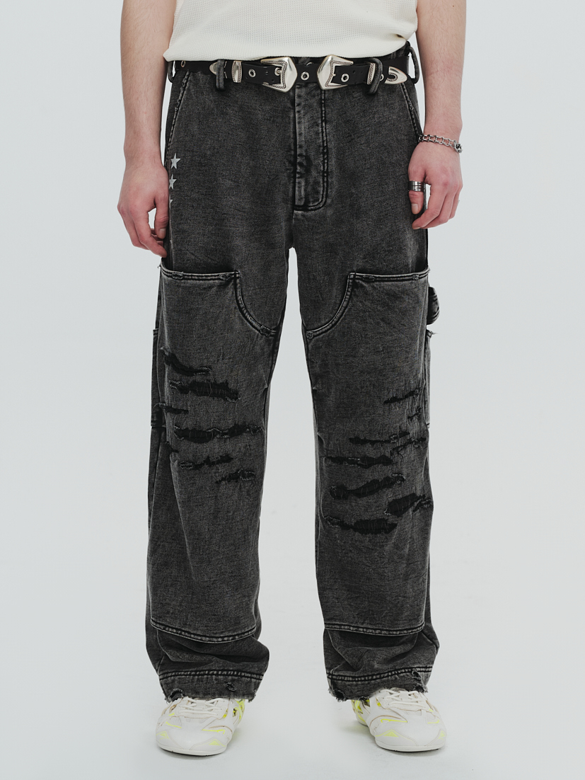 PLATEAU STUDIO / Sweat double knee - Washed black