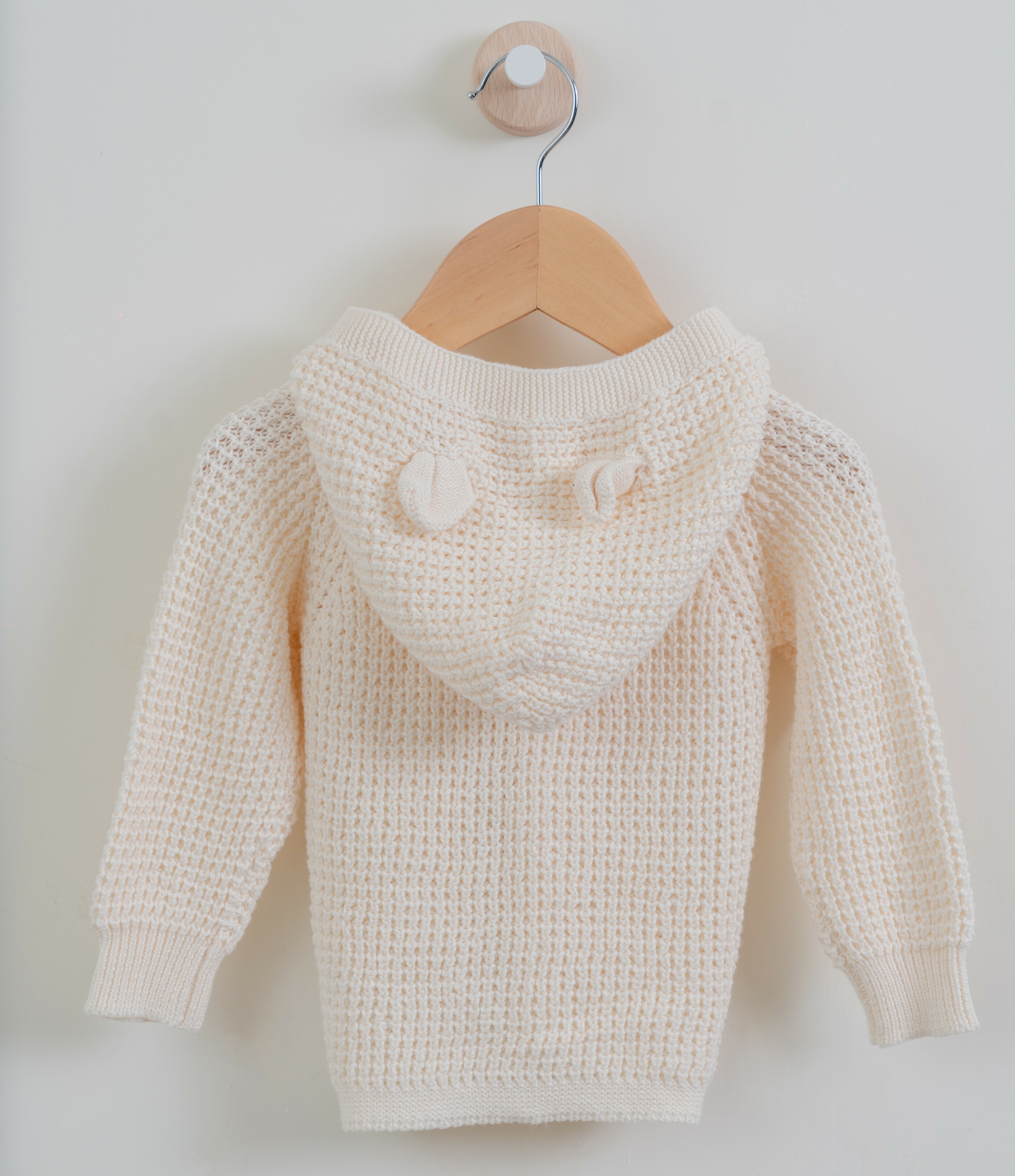 熊寶寶連帽針織毛衣外套-杏色背面