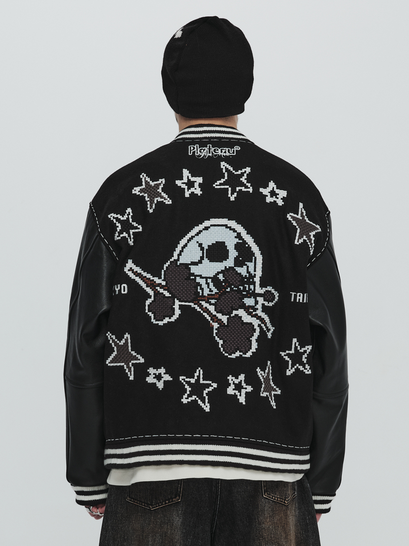PLATEAU STUDIO / PLATEAU x SYU. Man varsity jacket - Black