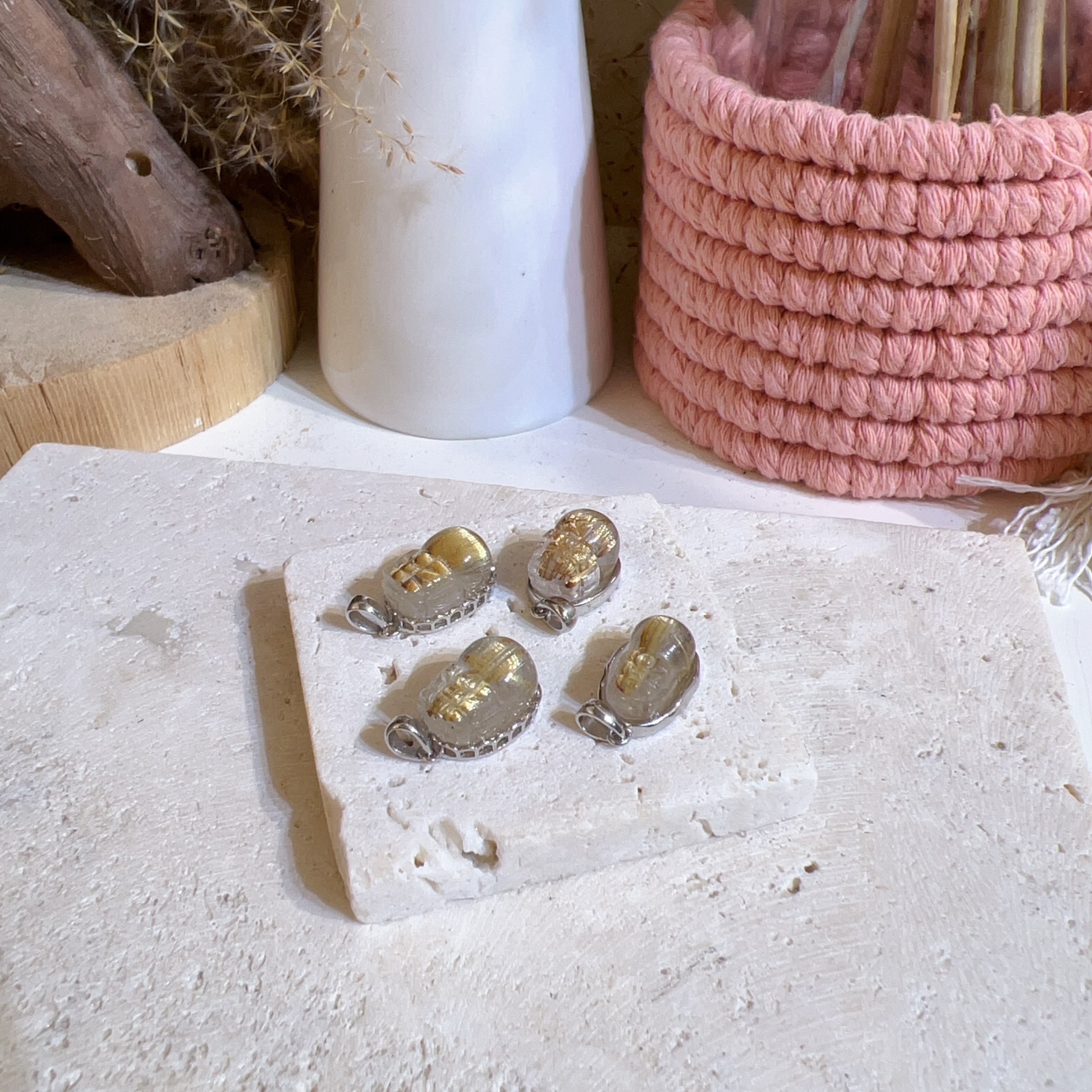 純銀金鈦晶貔貅吊墜