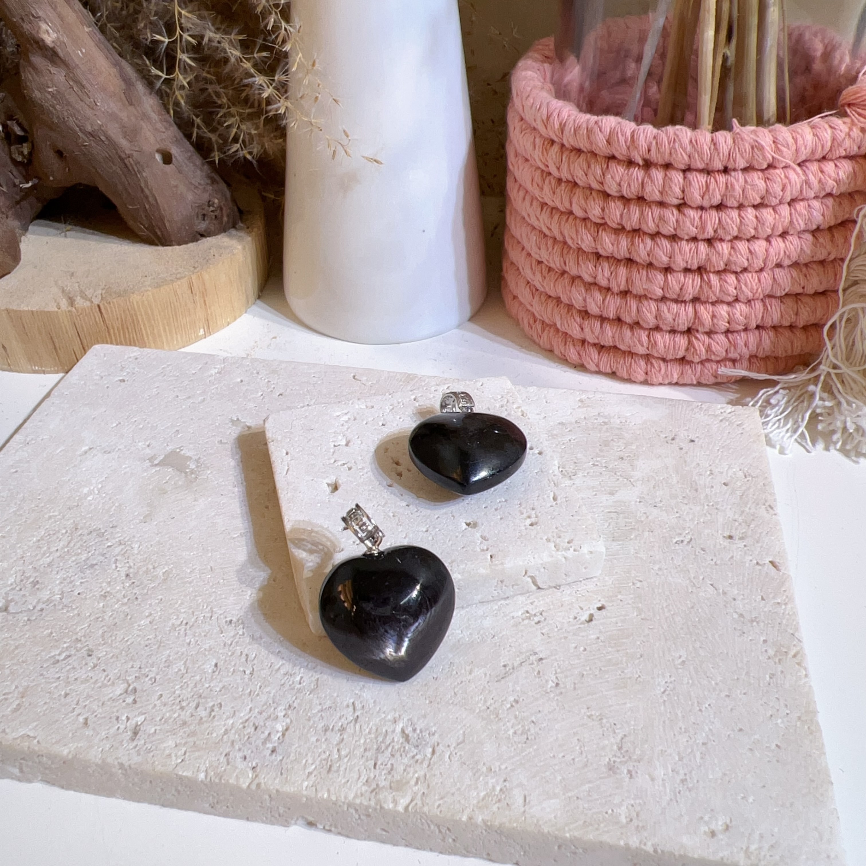 超強光金運石心心純銀吊墜