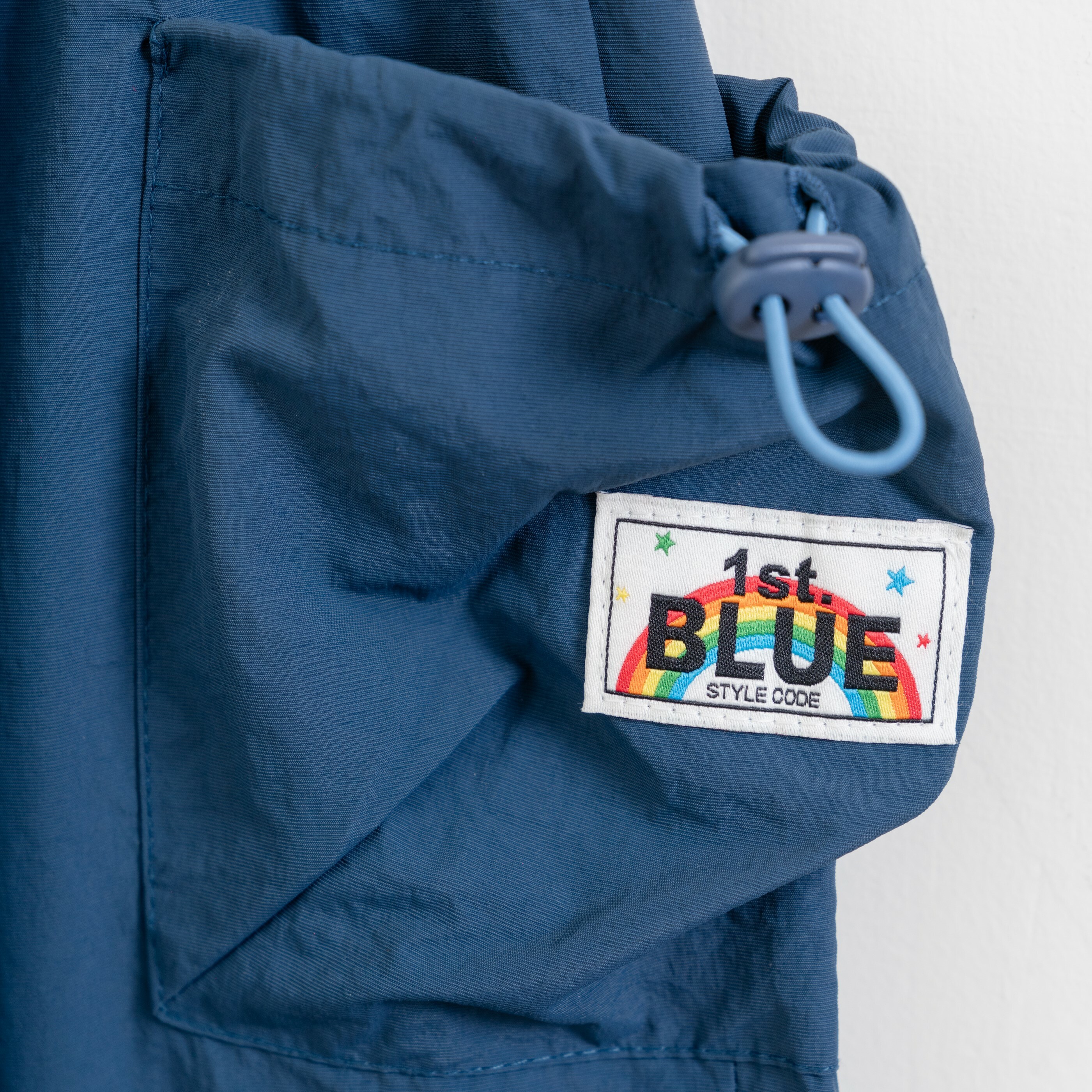 韓國 1st Blue-秋款撞色縮口工裝褲-藍色布標