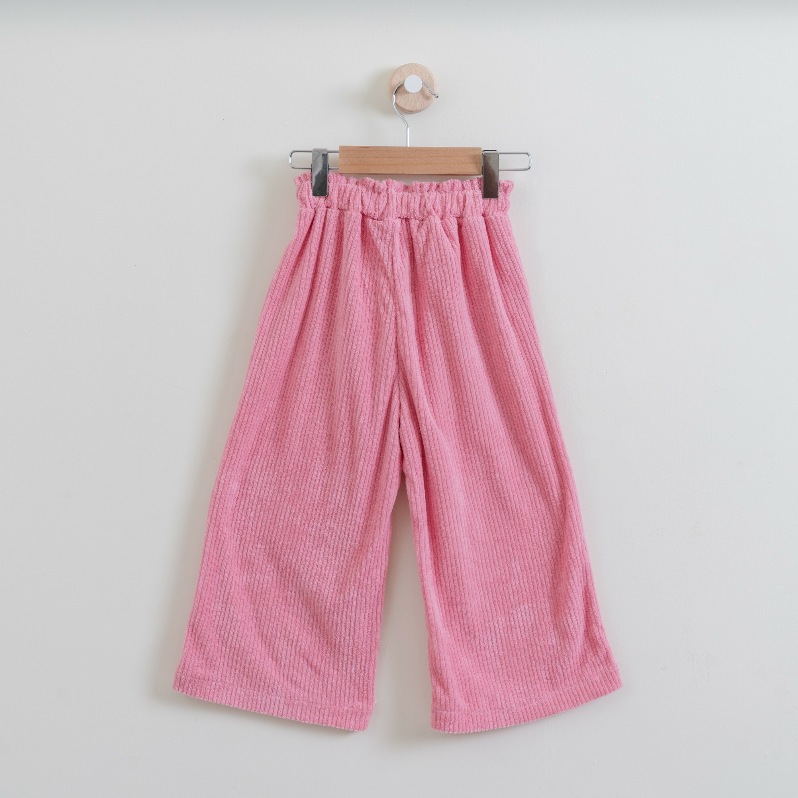 韓國 1st Blue - 秋款蕾絲愛心粉色寬褲