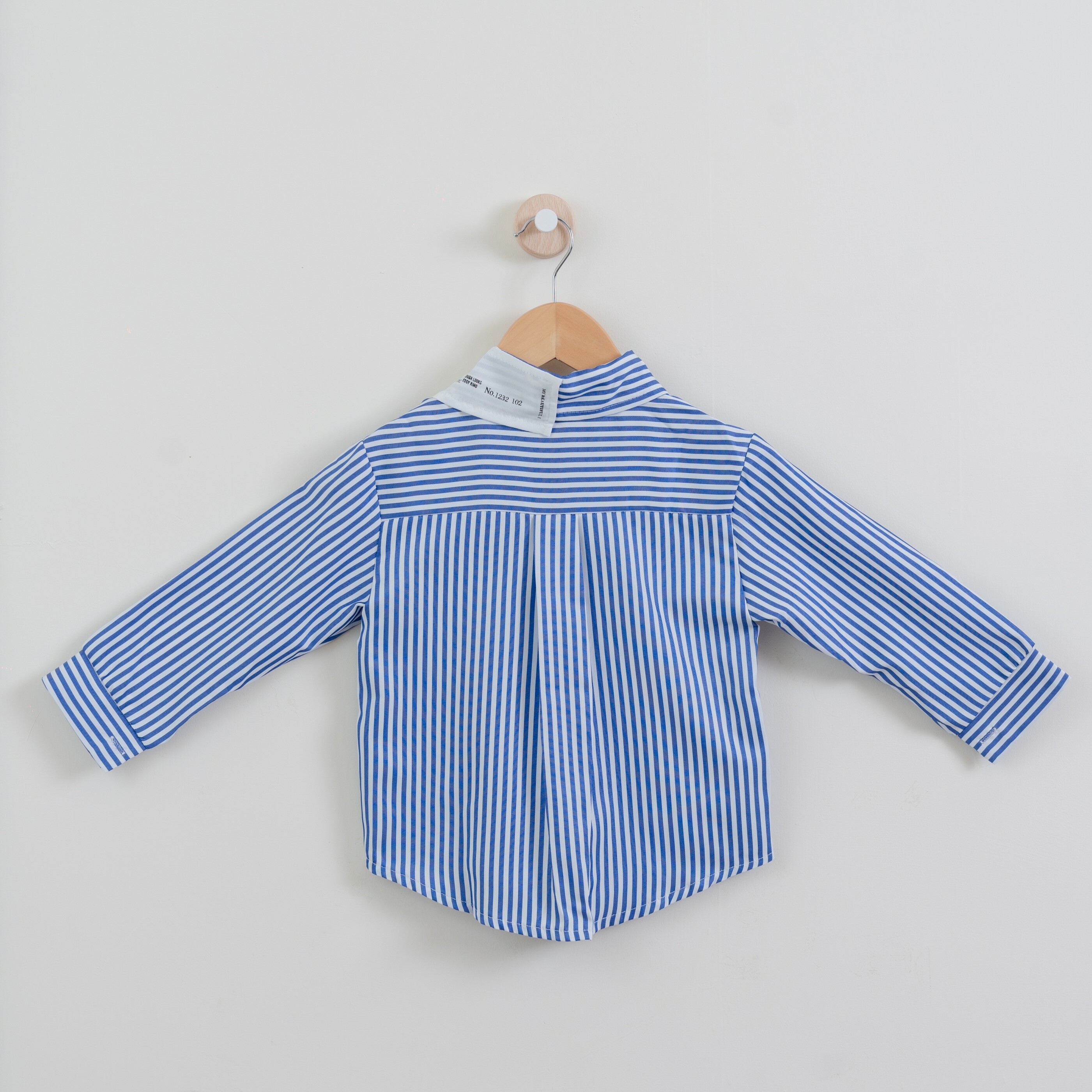 復古英倫風條紋翻領襯衫-背面