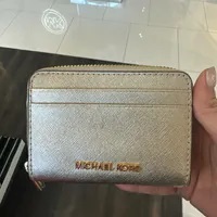 [S] MICHAEL KORS 35H1GTVD2M JET SET TRAVEL LEATHER MD ZA CARD CASE,PALE GOLD, 194900890448 (SMK1056)