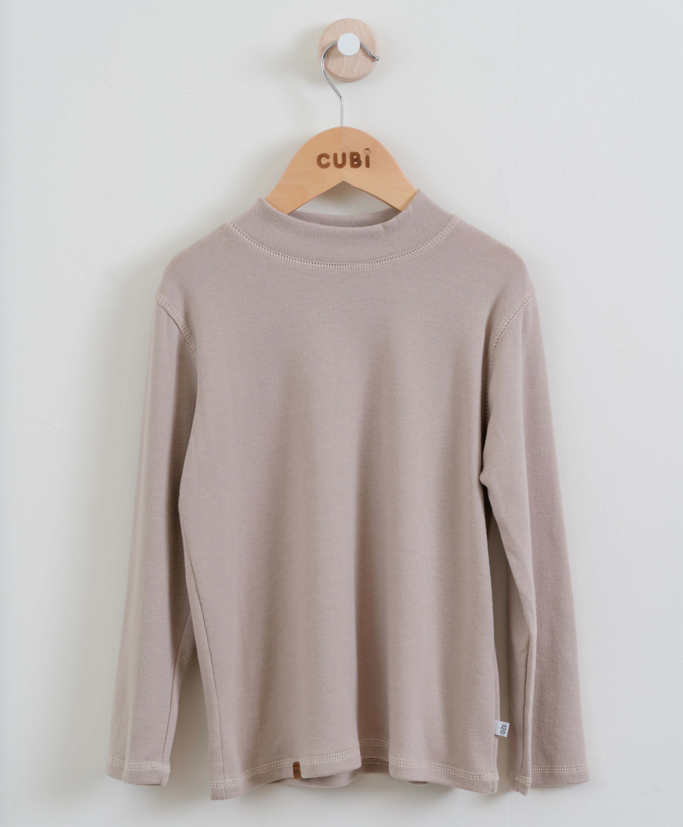 半高領柔軟內搭上衣（三色）-淺卡其