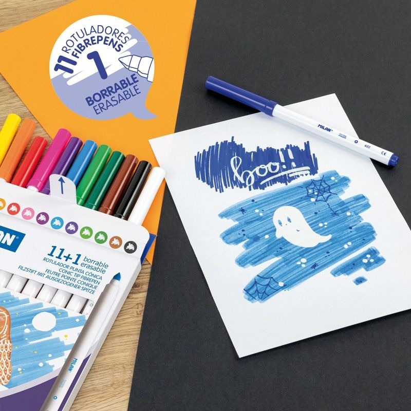 MILAN 擦擦隱形彩色筆_細筆桿12色