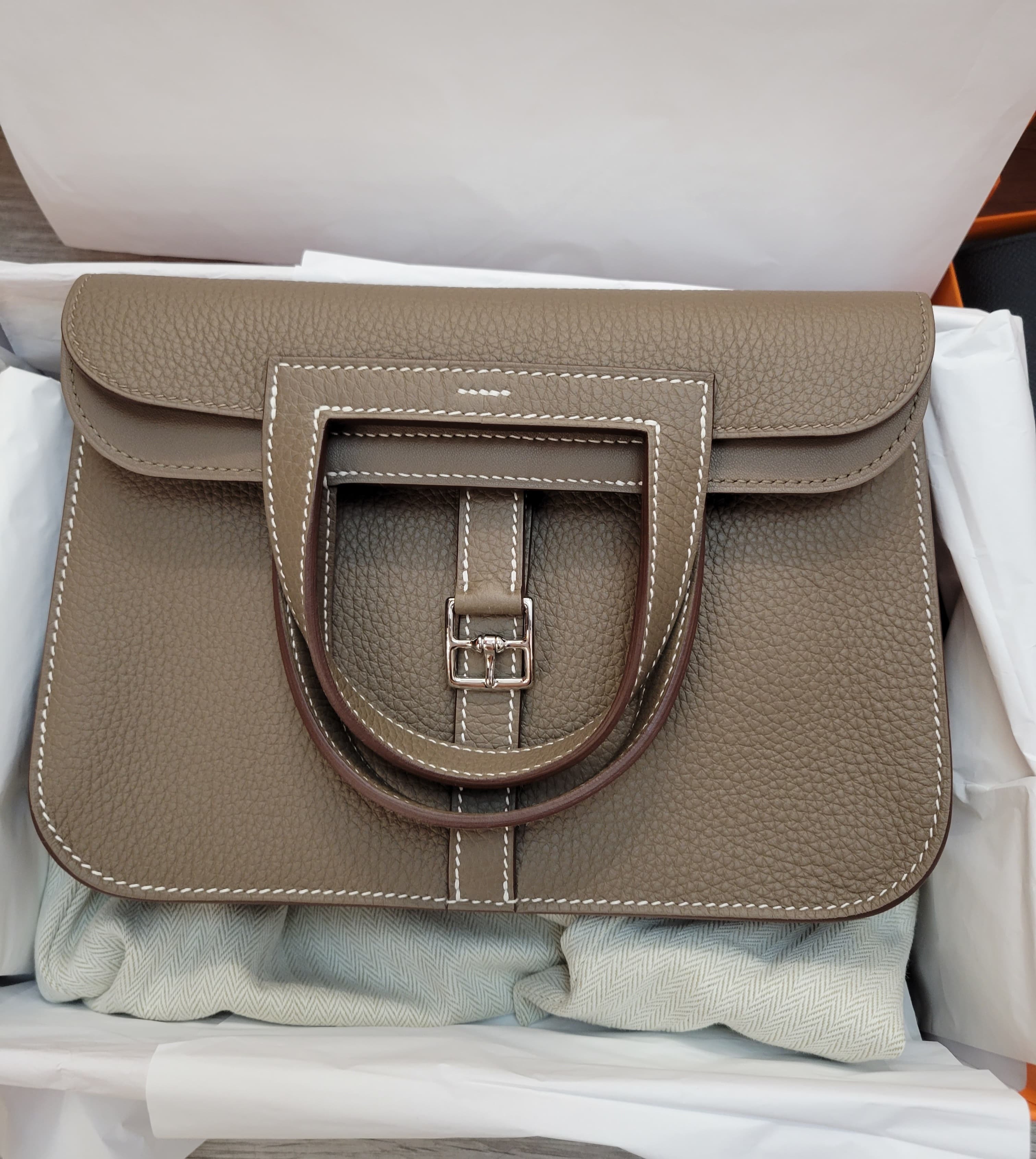 Hermes halzan 25 Etoupe CK 大象灰銀扣