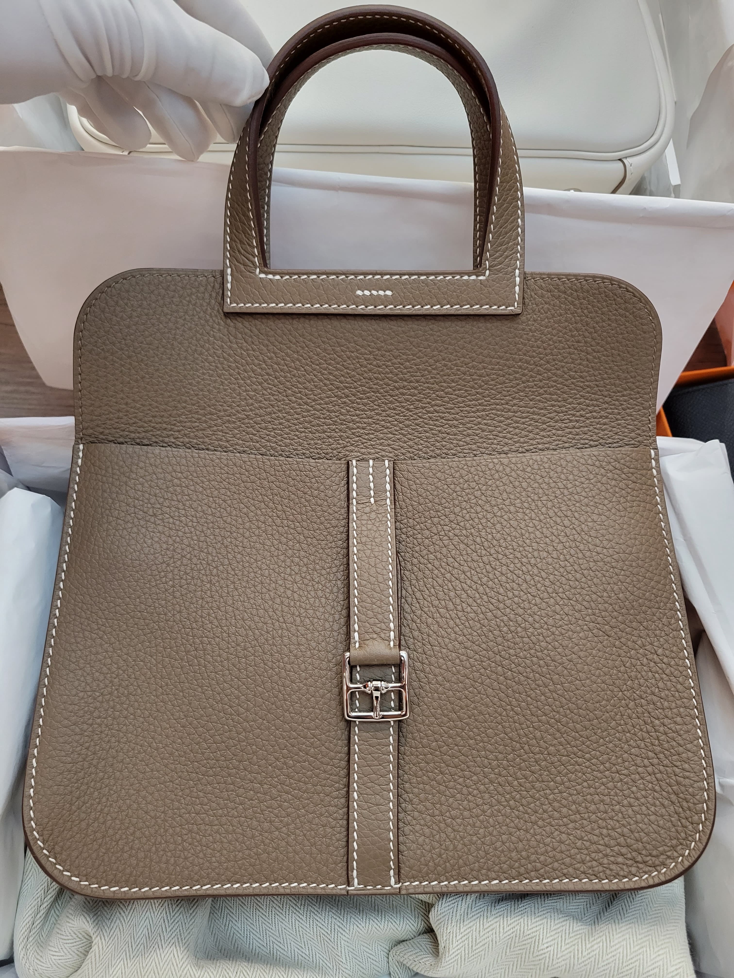 Hermes halzan 25 Etoupe CK 大象灰銀扣