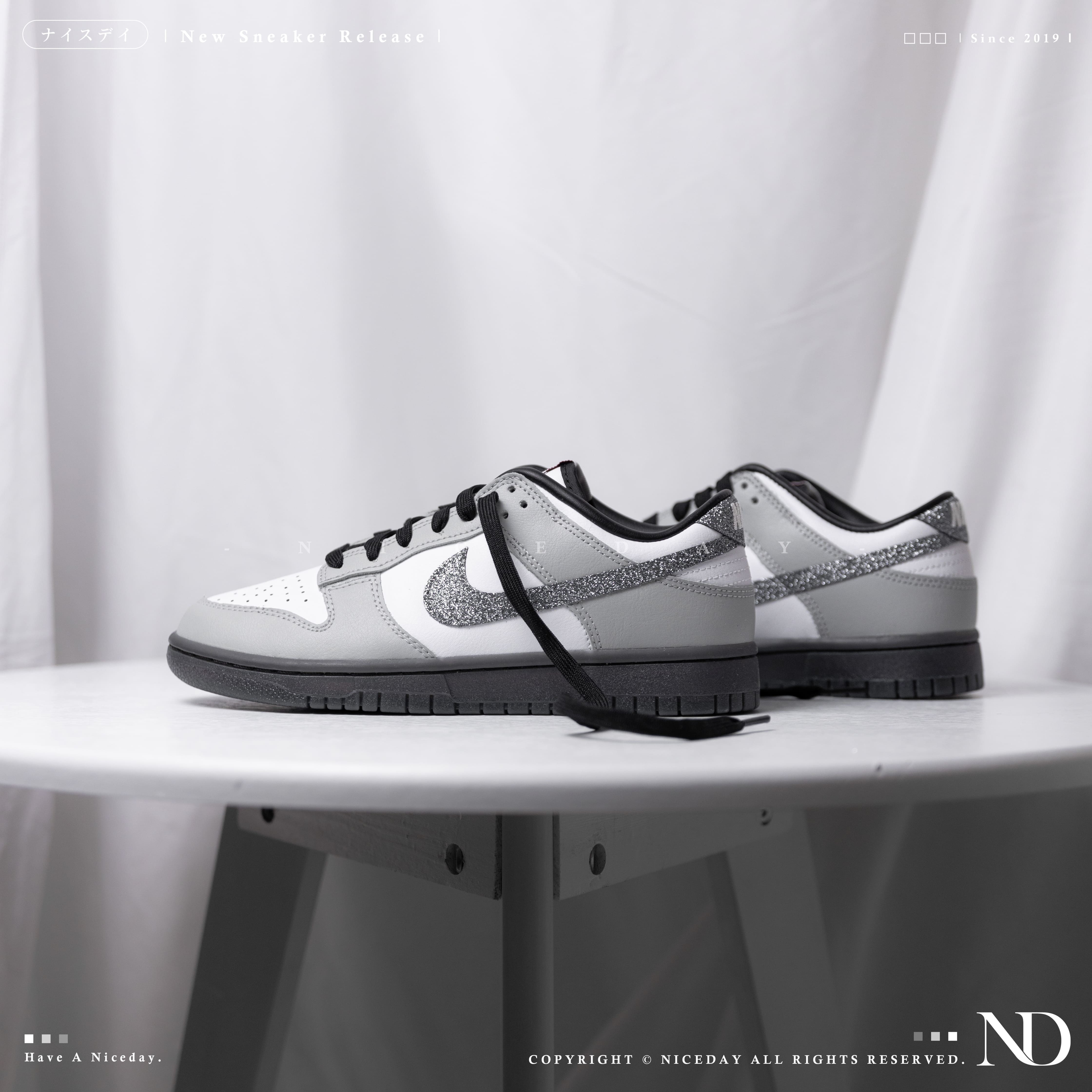 NICEDAY 現貨 Nike Dunk Low 鑽石星辰 閃勾 亮粉 灰 黑 果凍底 女