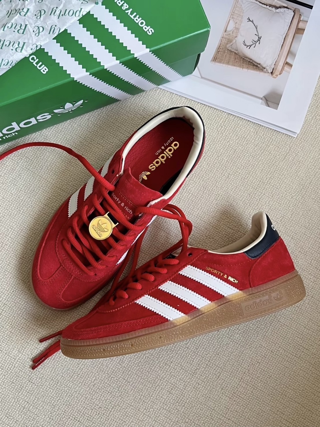 【現貨】<Jennie同款>Sporty & Rich x Adidas Handball Spezial Olympic 奧運 麂皮 復古紅
