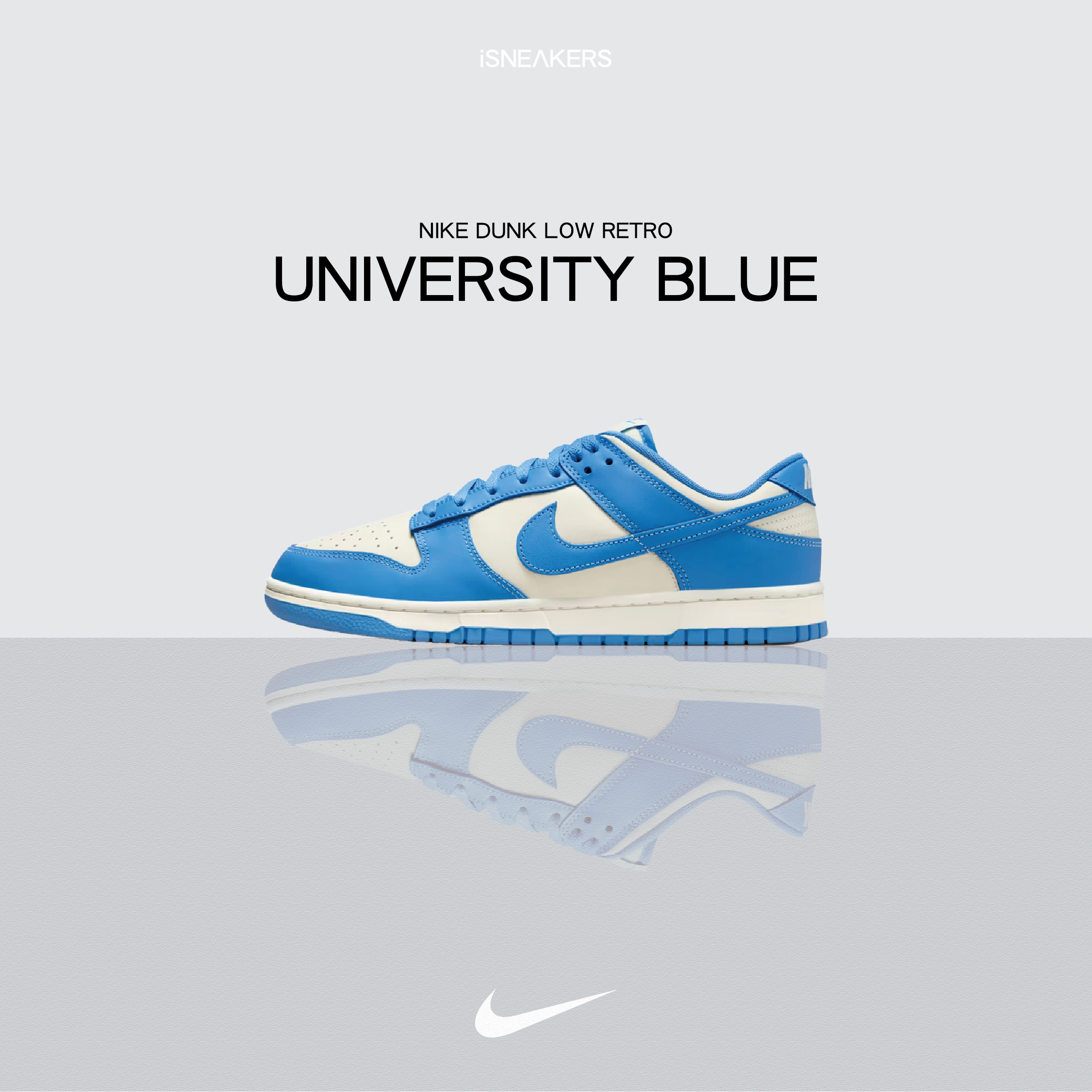 iSNEAKERS｜Nike Dunk Low Retro "University Blue" 椰奶北卡藍 DV0833-113
