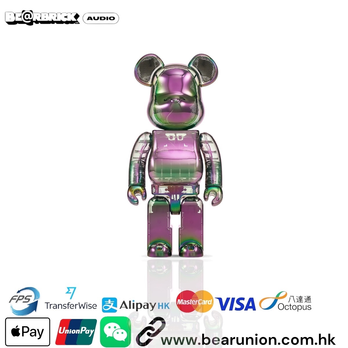 🎏預訂🎏Bearbrick 400% AUDIO IRIDESCENT Portable Bluetooth(R) Speaker BLACK AURORAK