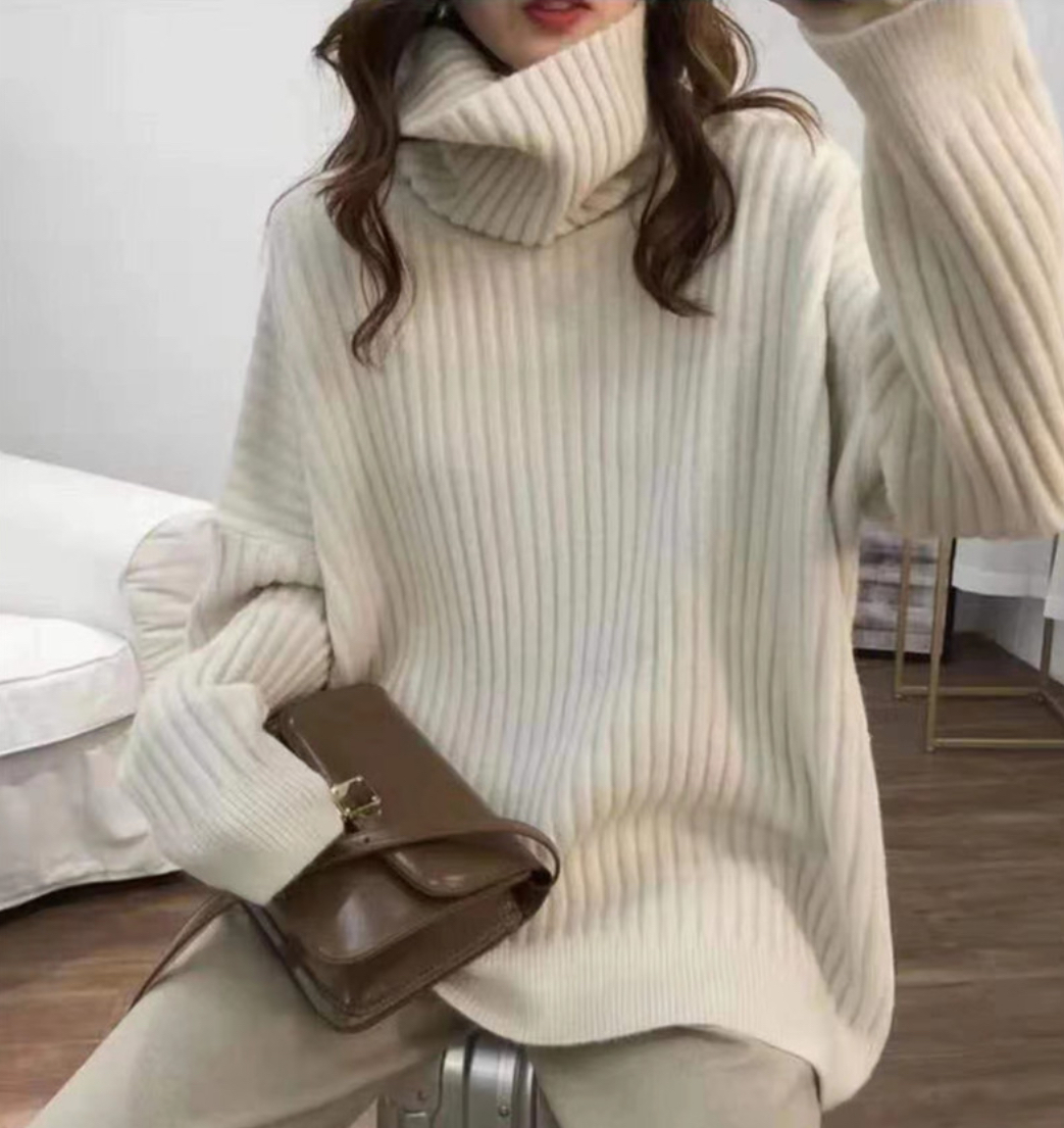 正韓ᴷᴼᴿᴱᴬ 🇰🇷法式款保暖厚磅超高領打底上衣(七色)