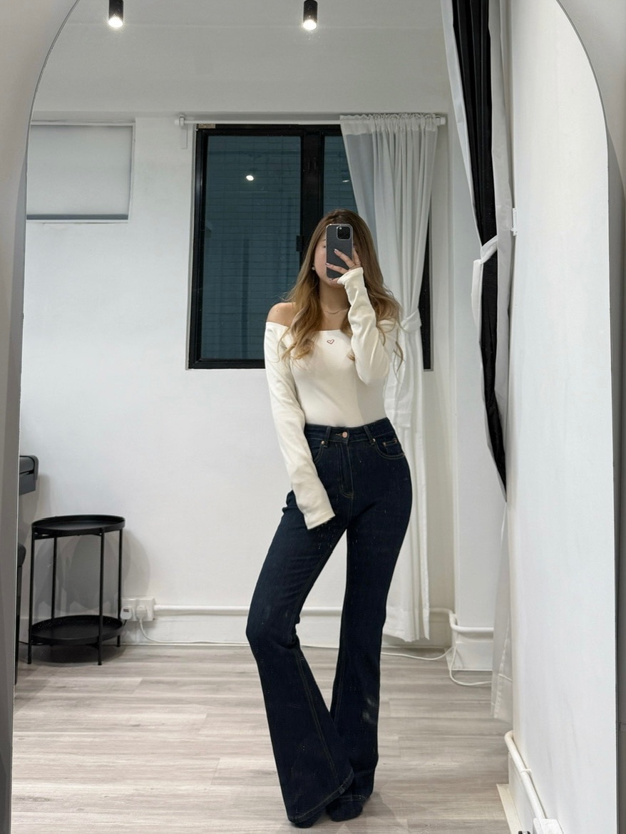 +5cm明線復古喇叭牛仔褲 (長腿!)