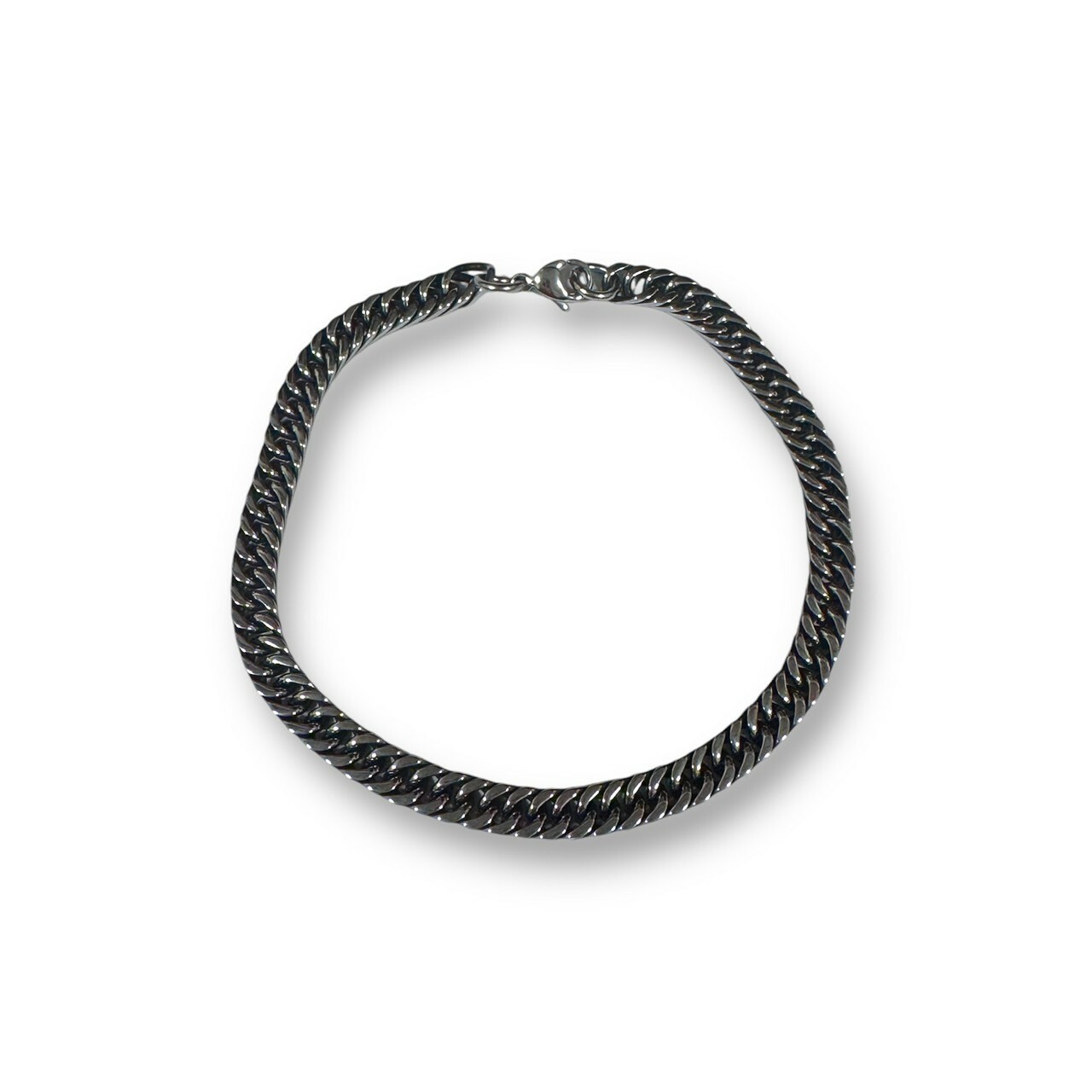 鋼手鍊-黑銀古巴鍊 3尺寸