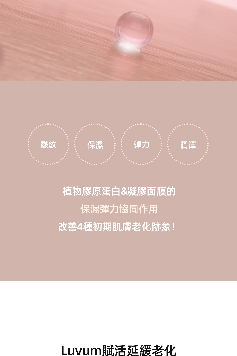 Luvum 植物膠原蛋白冰凝膠面膜5片:賦活肌膚,延緩老化,提供深層保濕與緊緻效果,有效提升肌膚彈性,讓肌膚更加光滑。