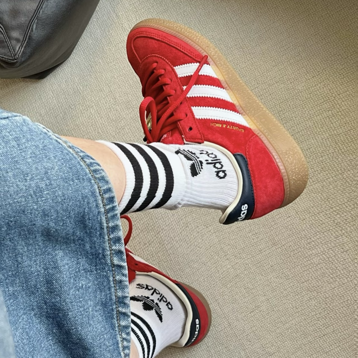 Adidas Handball Spezial x Sporty & Rich "Olympic" 紅白 焦糖底 黑尾 JENNIE同款 聯名 復古休閒鞋