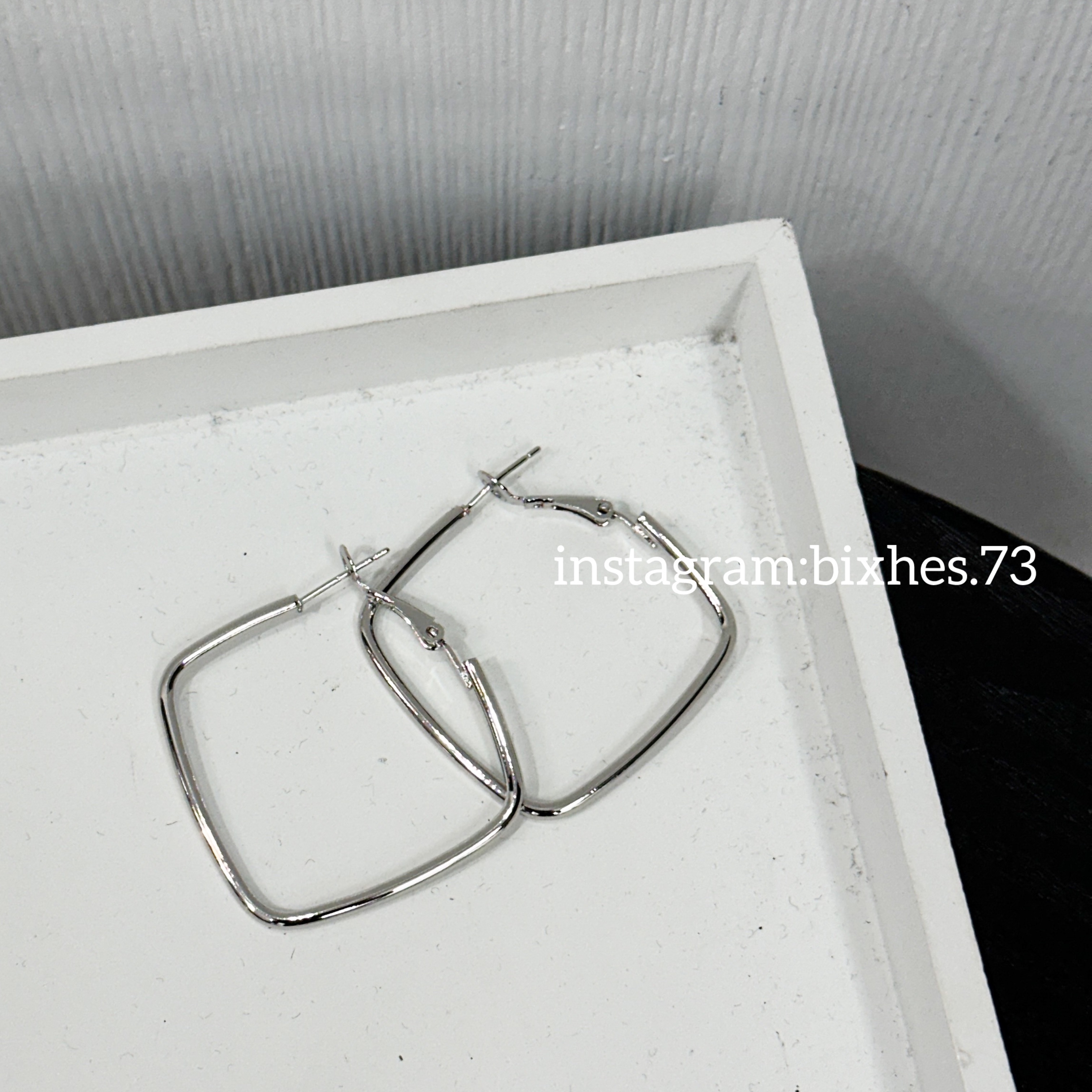 方形銀耳環(K00077)