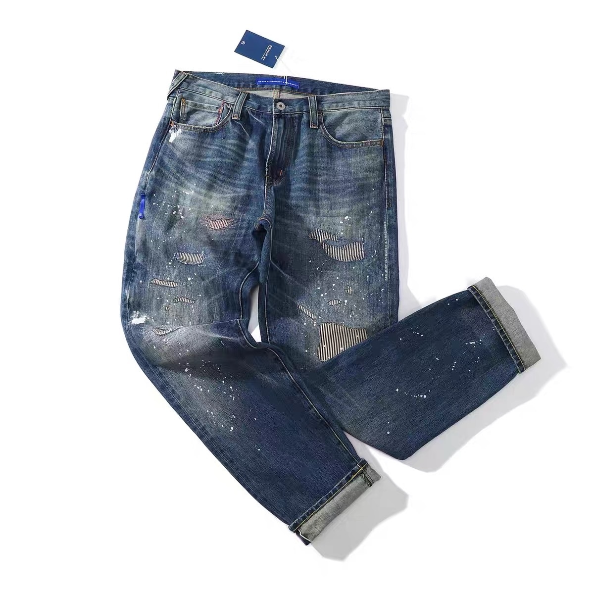 【hao nice】牛仔長褲 牛王VANQUISH&nbsp;& FRAGMENT 藤原浩閃電縫補細節牛仔褲 OG必備