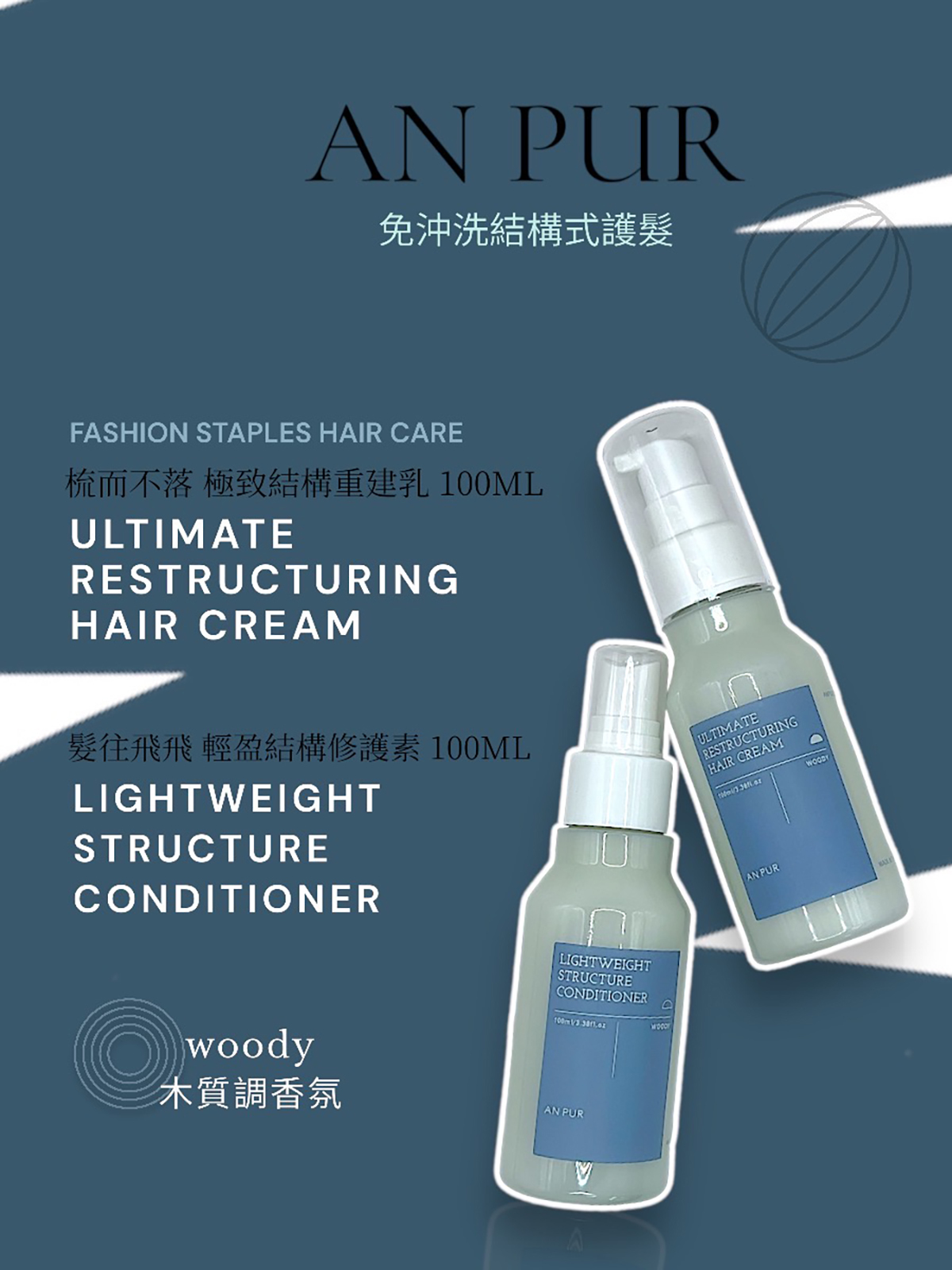 ANPUR 水恩沛 免沖洗結構式護髮組-木質調