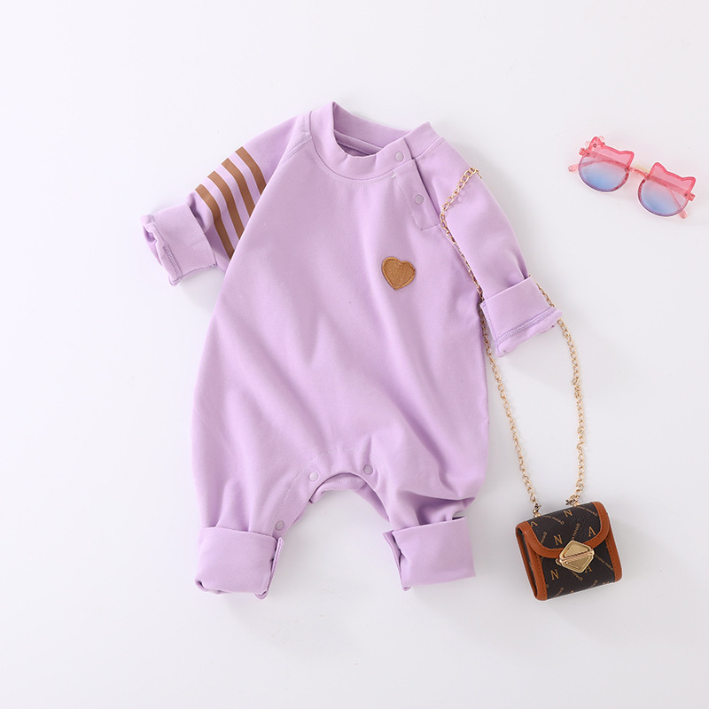 秋款小愛心連身衣紫色