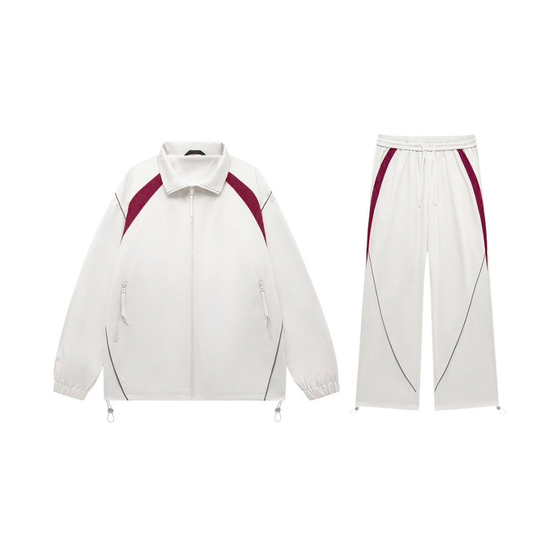 QIAO - 斜肩剪裁套裝 <兩件組> 風衣+風褲