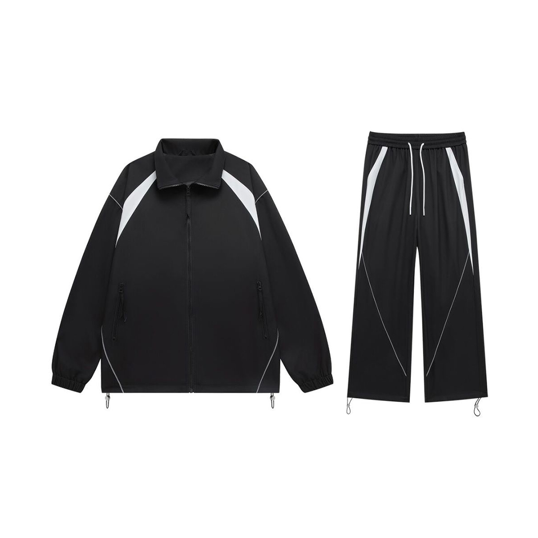 QIAO - 斜肩剪裁套裝 <兩件組> 風衣+風褲