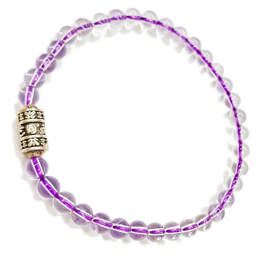 轉經輪925純銀+薰衣草紫晶手珠5mm【十方】146115