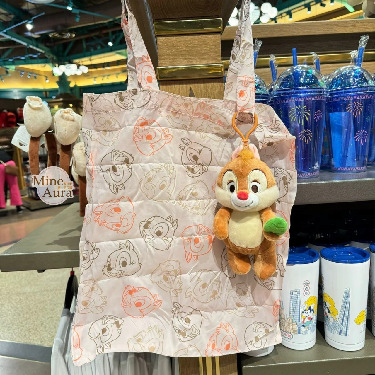 紅鼻 蒂蒂 Dale 絨毛吊飾 造型 折疊收納 環保購物袋 奇奇蒂蒂 Chip 'n Dale -上海迪士尼樂園