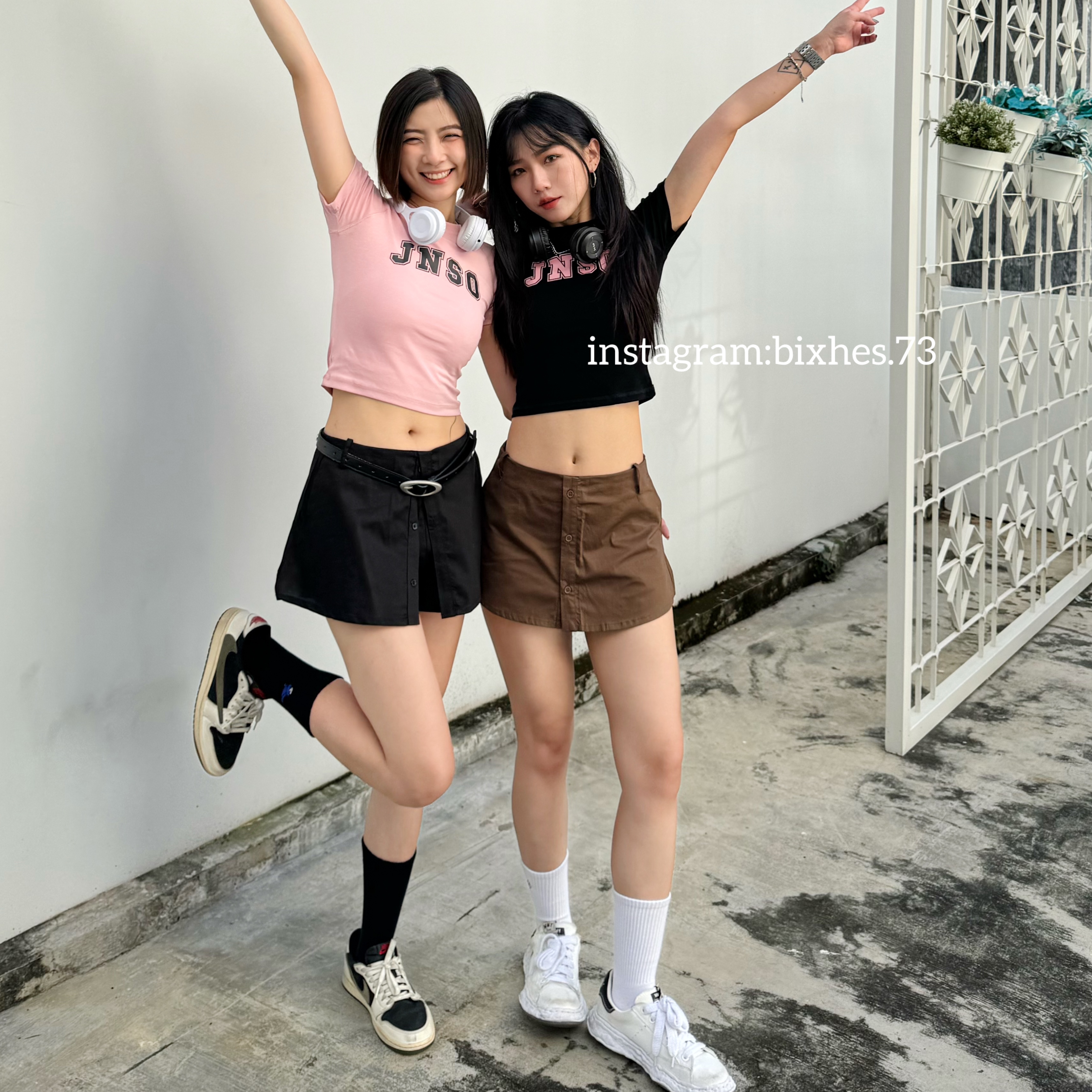 質感假兩件三扣短褲裙(D00039)