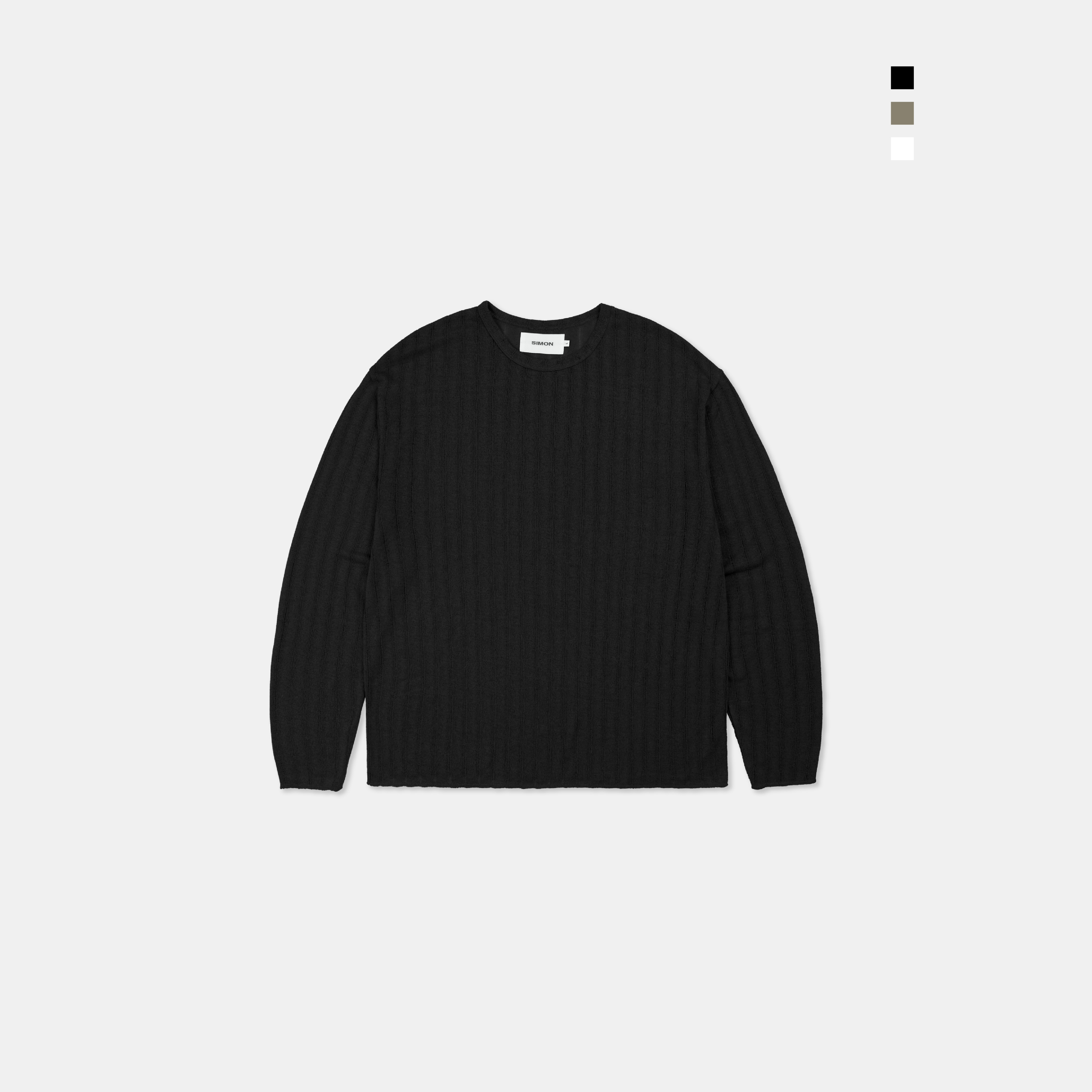 SIMON MADE TL-2422 鬆弛感 坑條 針織 薄長袖