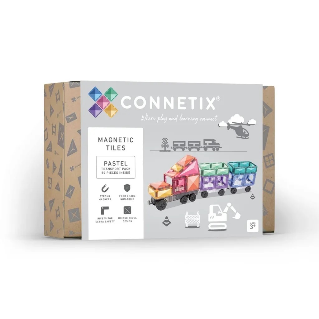 【澳洲 Connetix Tiles 磁樂積木】50片 粉彩磁力卡車組