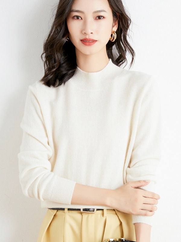 半高領純色混紡針織上衣 十一色