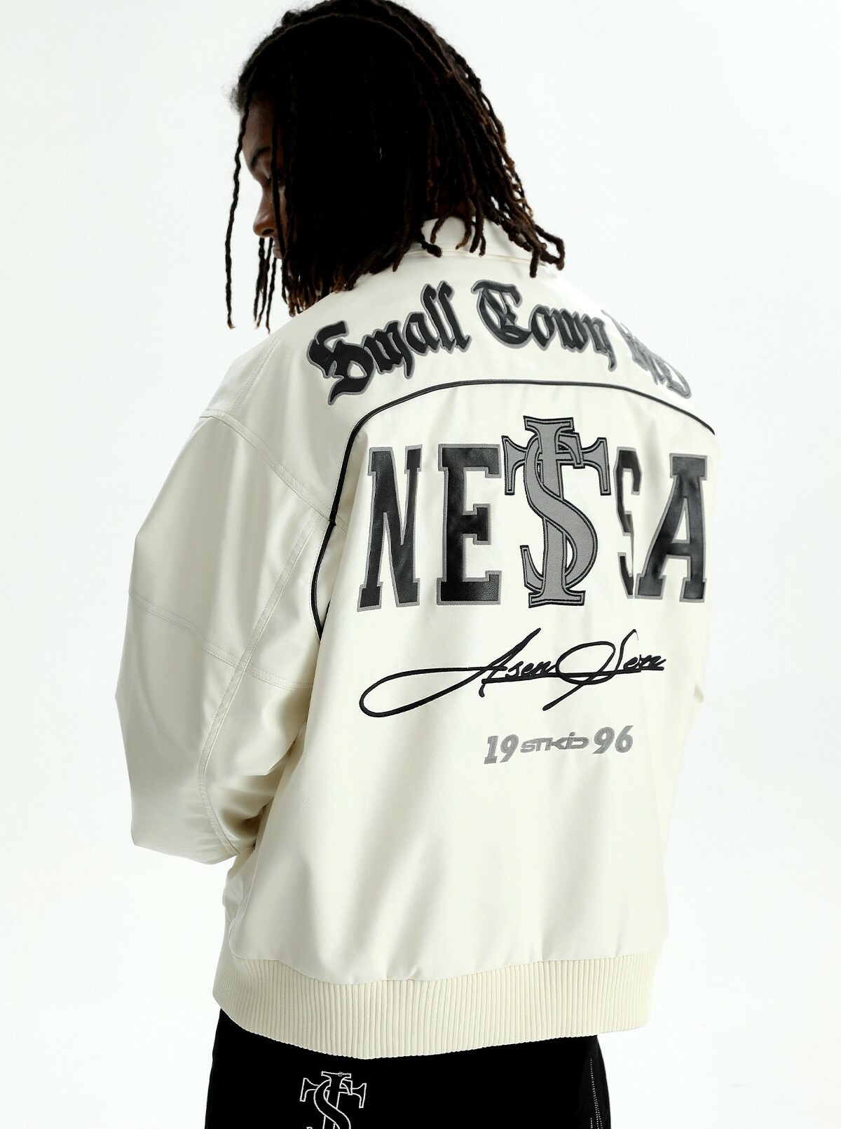 STK SmallTownKid ASEN同款 NESA logo刺繡 皮衣夾克