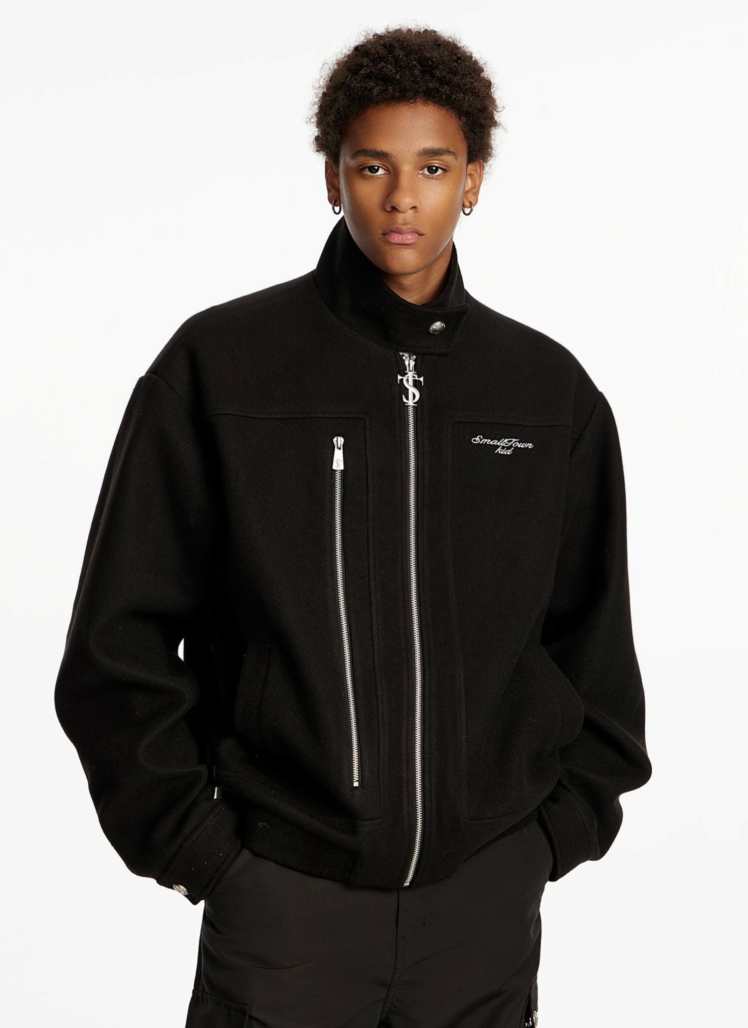 STK SmallTownKid cleanfit 立領毛呢 拉鍊夾克