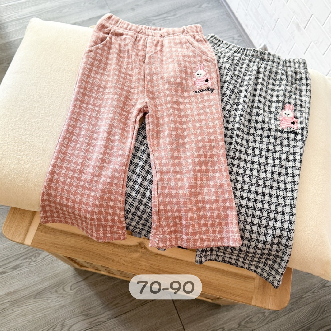 【限量】兔兔小格子微喇叭彈力長褲