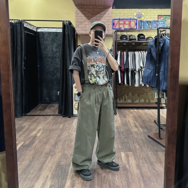 可拆式吊帶工裝長褲