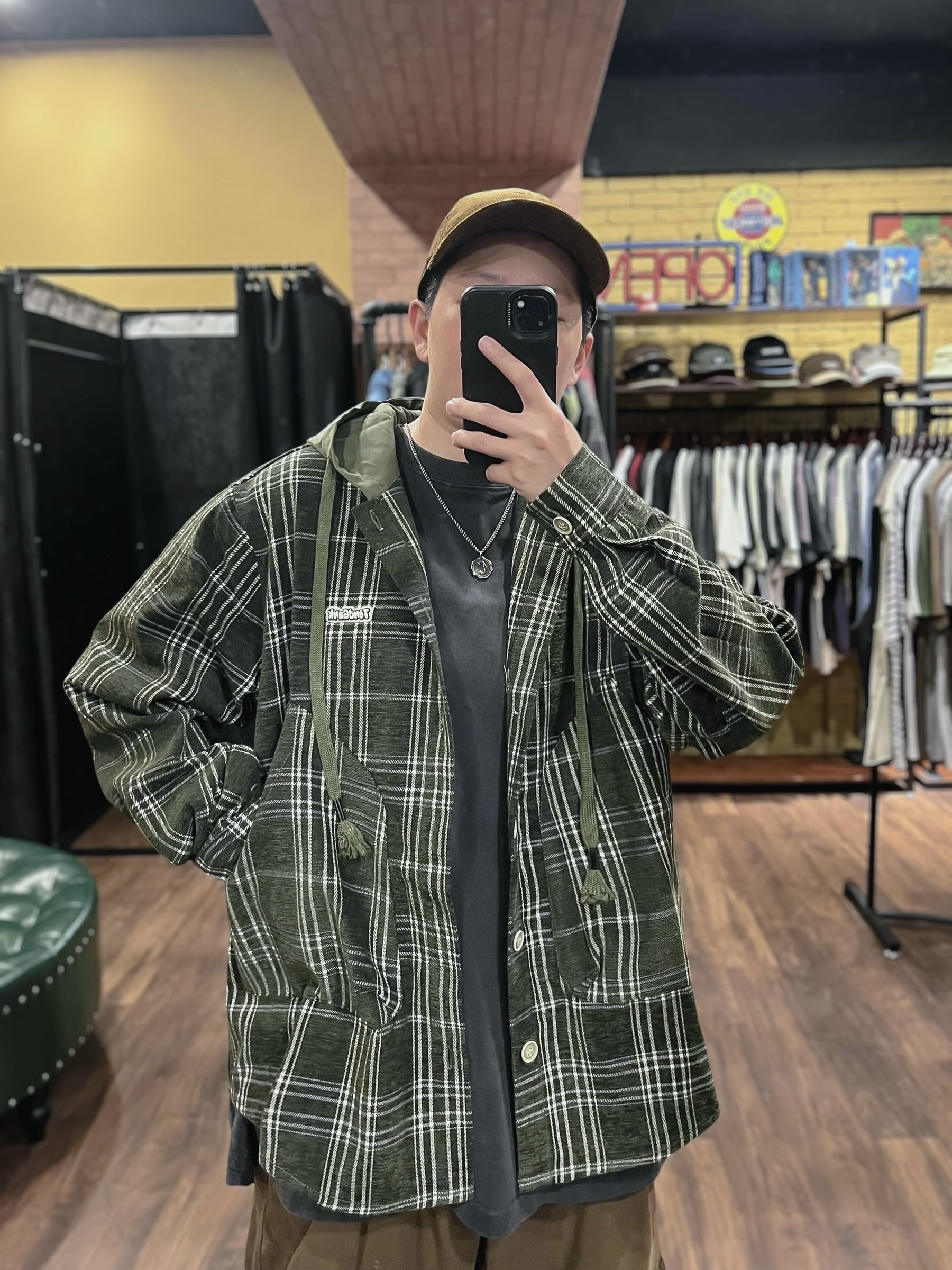 Cityboy格紋連帽寬版襯衫