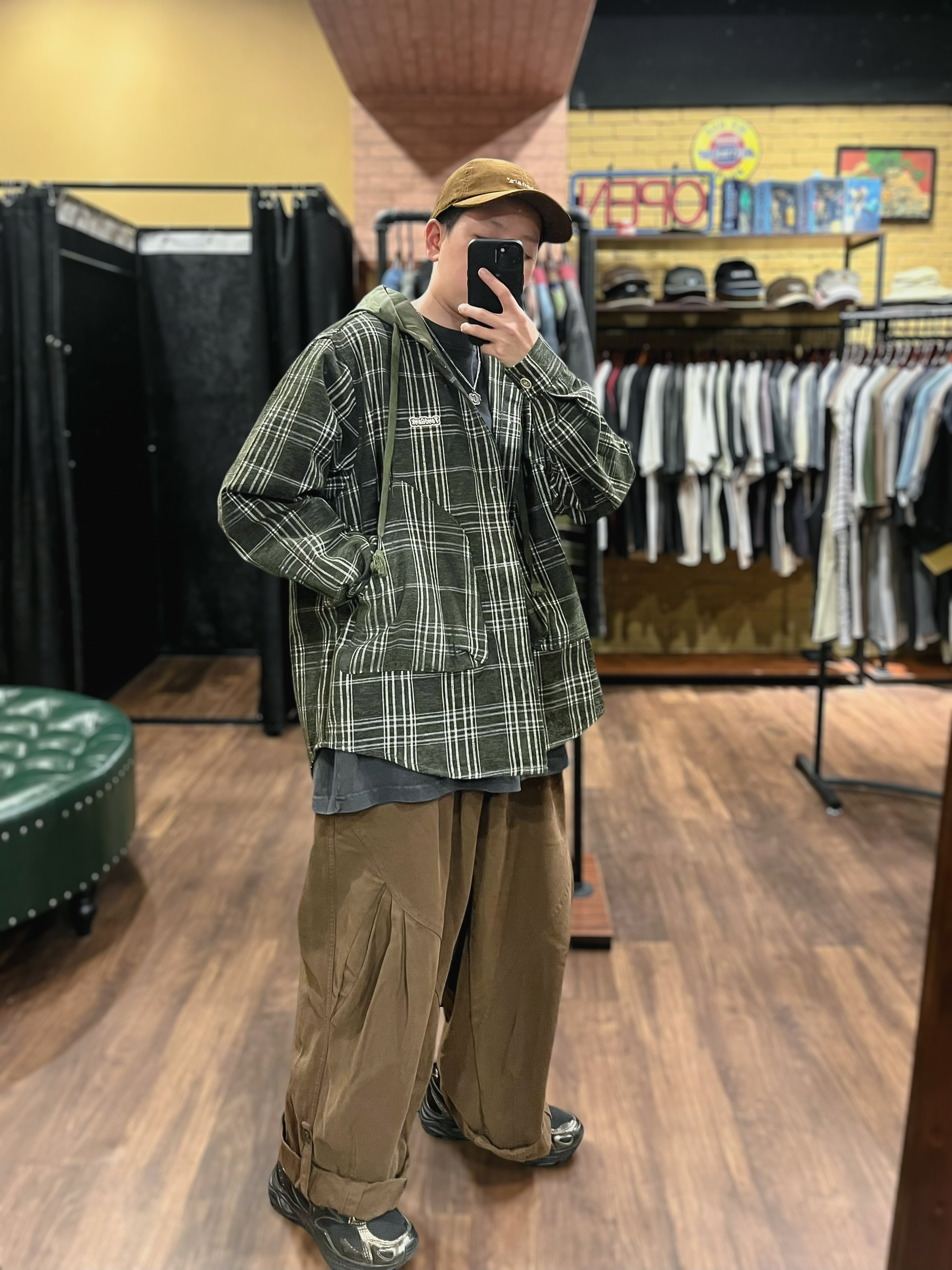 Cityboy格紋連帽寬版襯衫