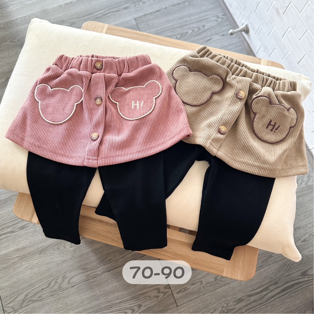 【限量】小熊口袋燈芯絨加厚褲裙