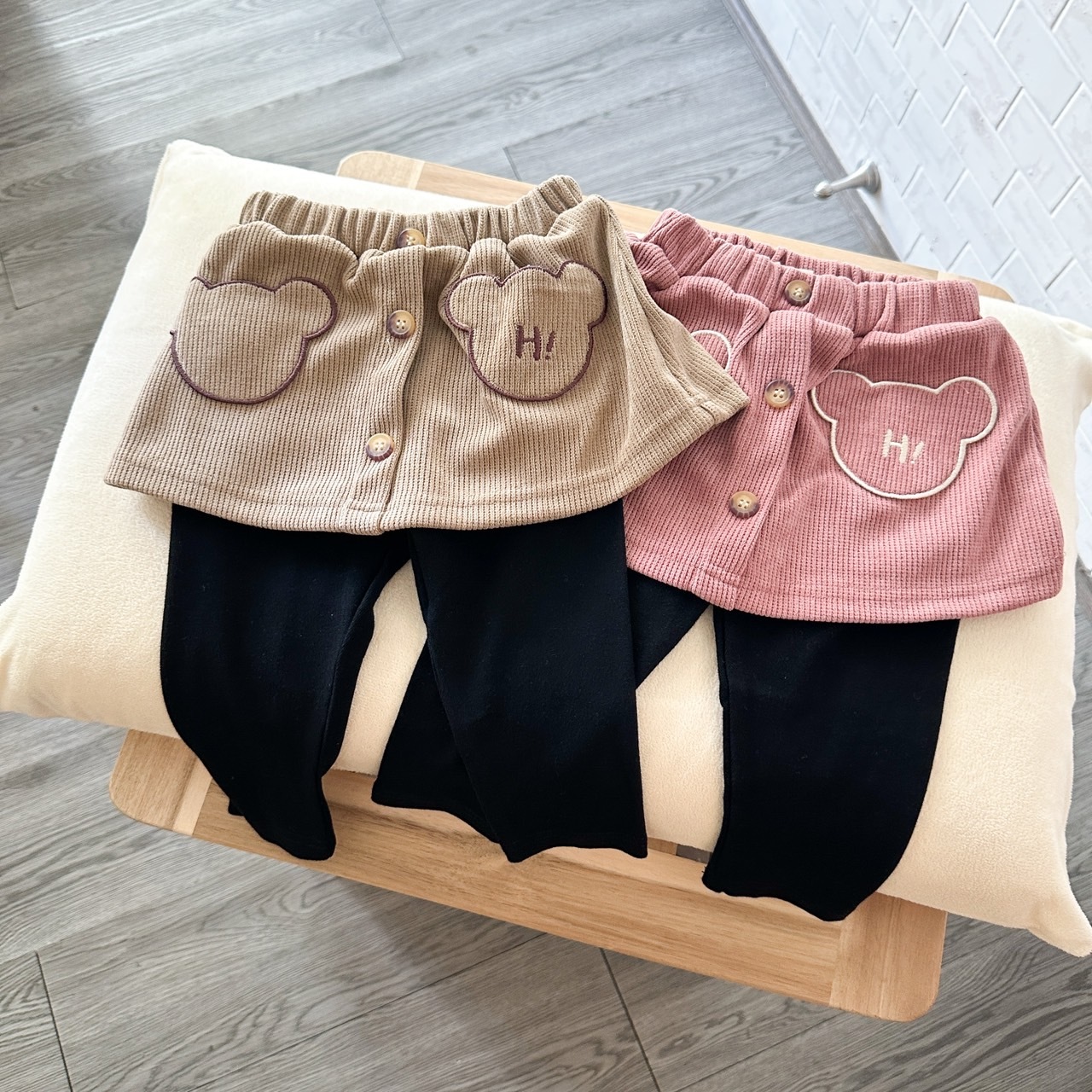 【限量】小熊口袋燈芯絨加厚褲裙