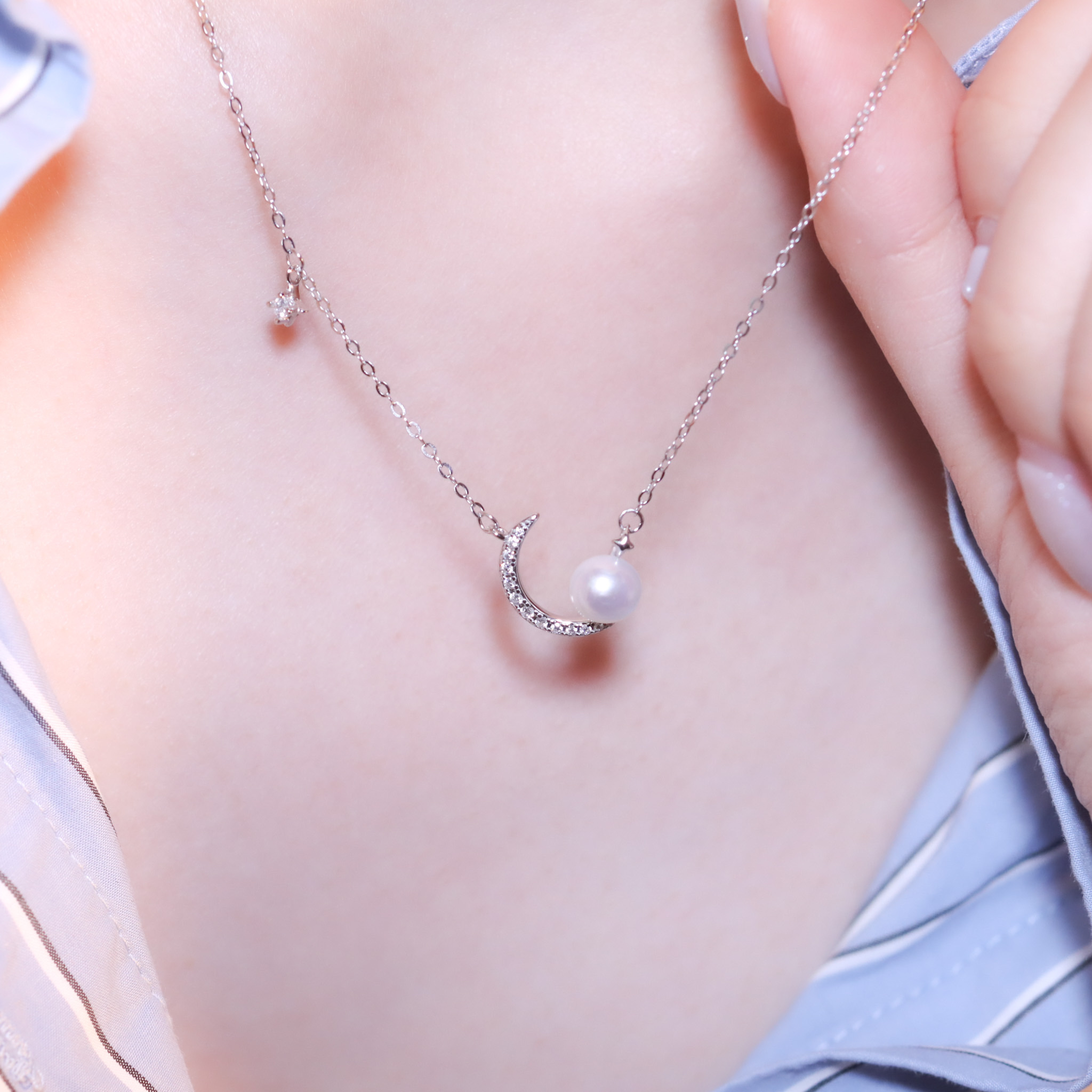 | 925 Silver・White Gold・Pearl | Preface Of The Moon Necklace | NE1224 |