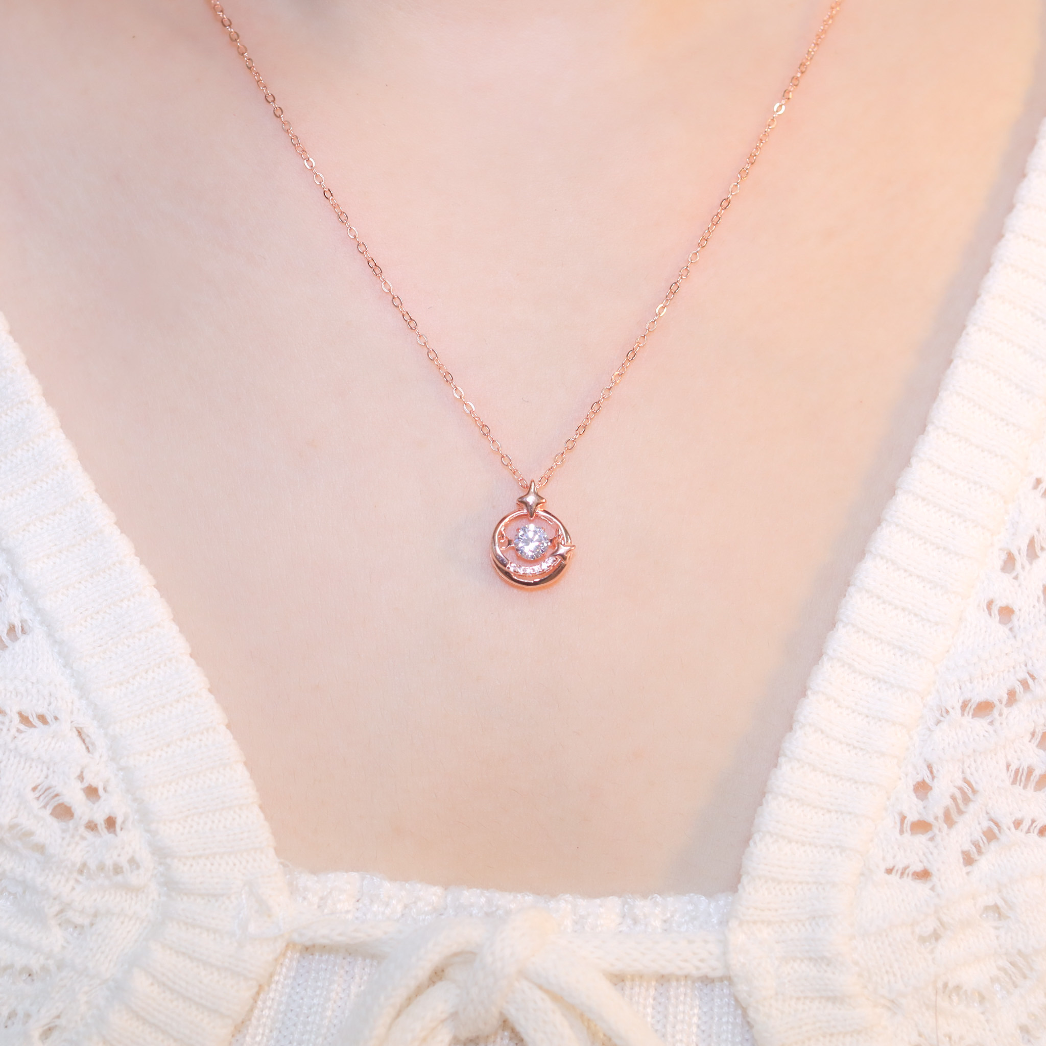 | 925 Silver・ Rose Gold | Dancing Stars Necklace | NE1232 |