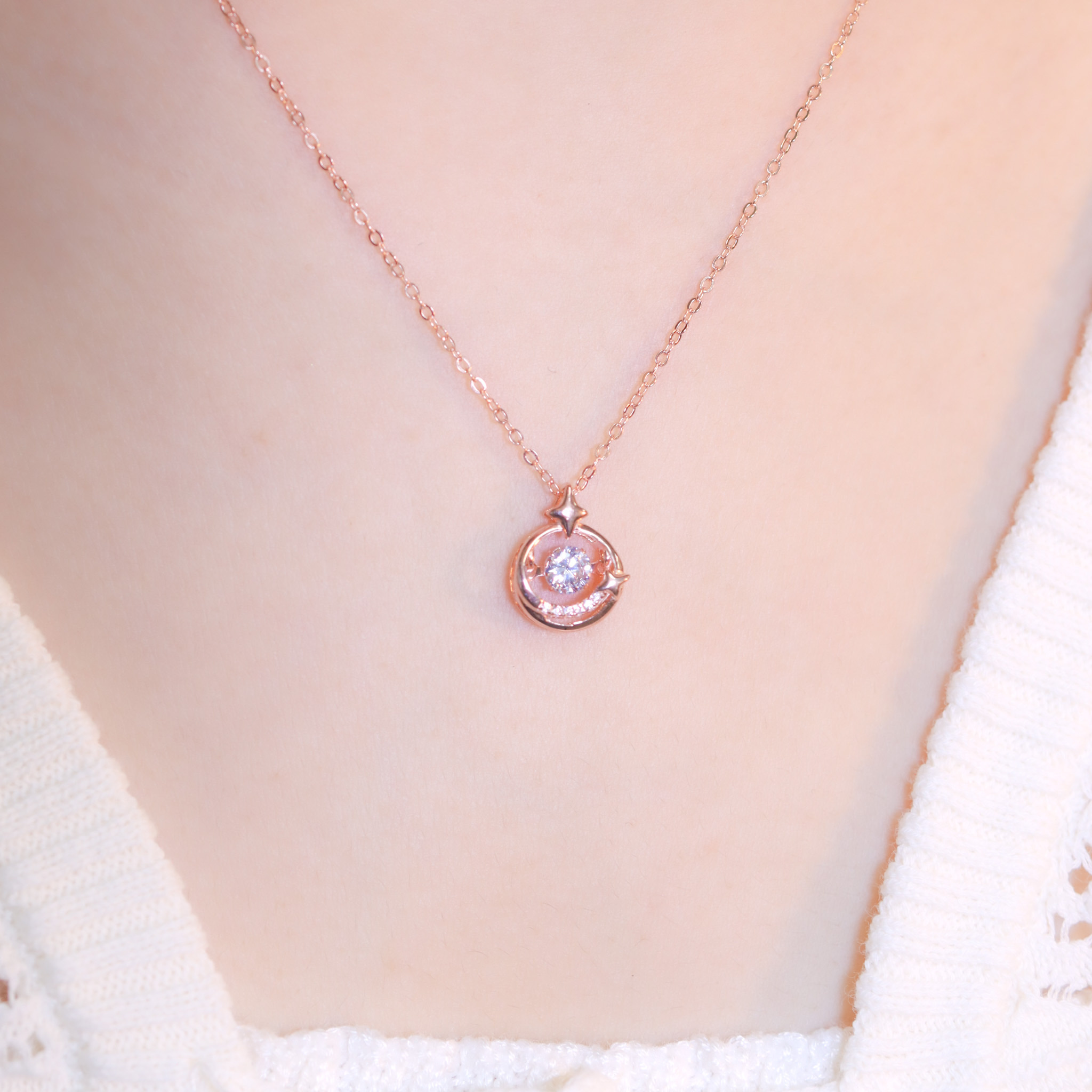 | 925 Silver・ Rose Gold | Dancing Stars Necklace | NE1232 |