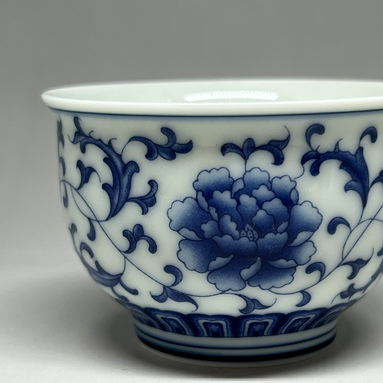 茶香自在】花團錦簇牡丹青花小茶杯精美茶具